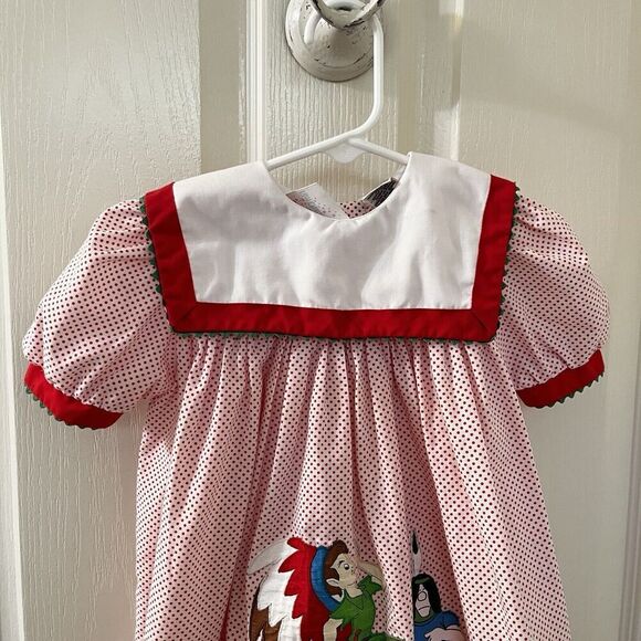 Vintage Classic Film Characters Disney Peter Pan Appliqué Dress Girls Size 3T - Picture 2 of 12